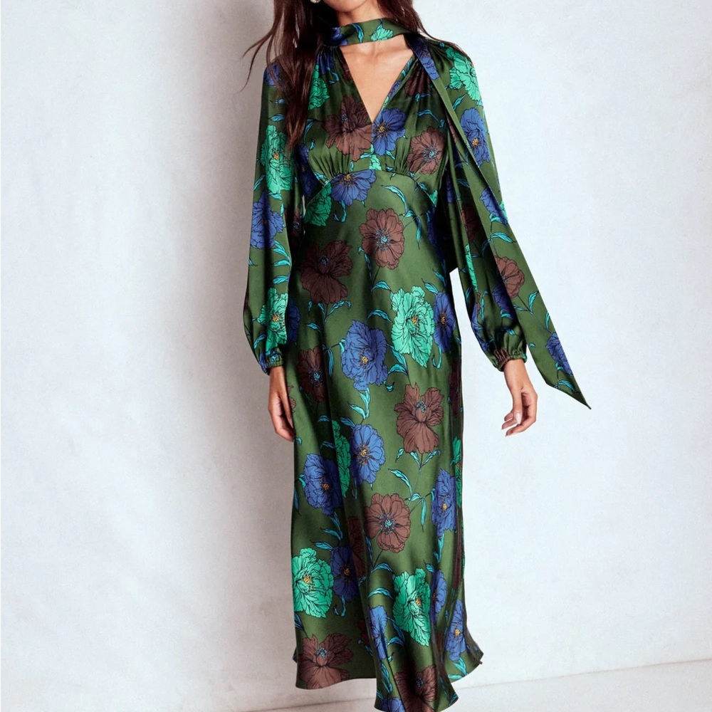 Boden Green Floral Midi Dress - Picture 2 of 3